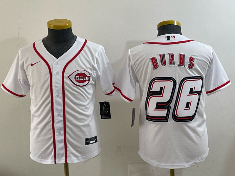 Youth Cincinnati Reds #26 Durns white Nike MLB 2025 Jersey 003